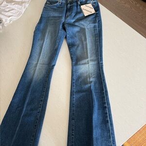 MOTHER Dark to Medium Blue Flare Jeans